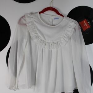 Elegant White Ruffle Blouse